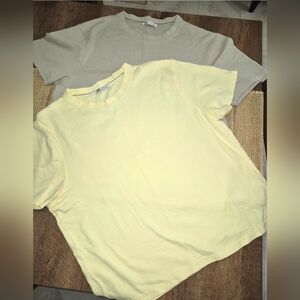 2 ZARA Mens Cotton Textured Crew Neck TShirts